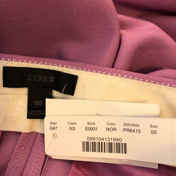 NWT J. Crew wool patio pant lilac purple 00 - Picture 5 of 6